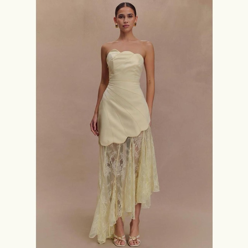 Meshki Cream Strapless Maxi Dress